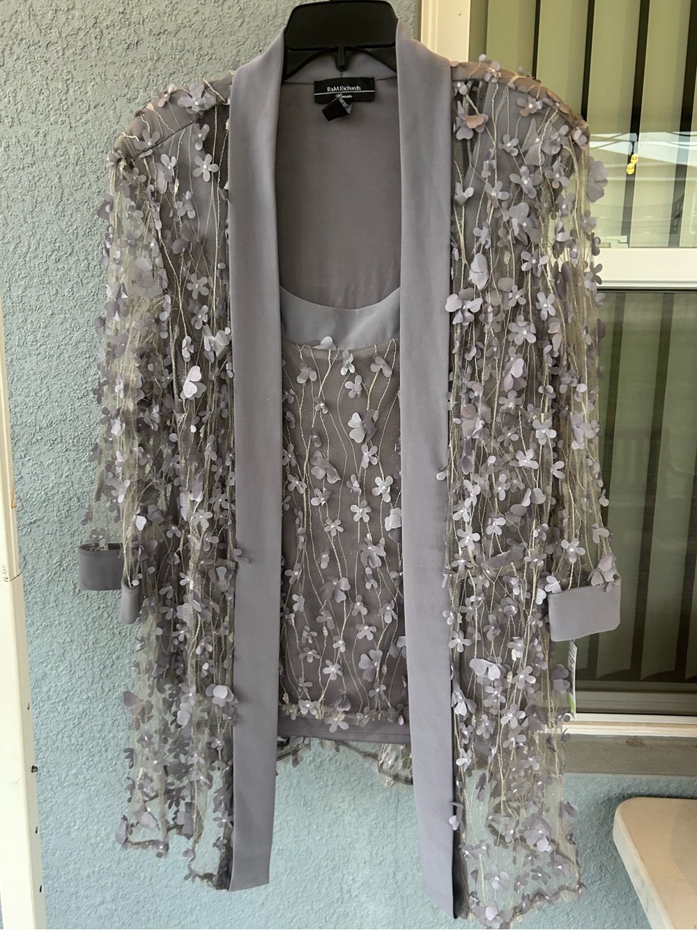 Adrianna Papell Lavender Floral Embellished Jacket & Tank Set